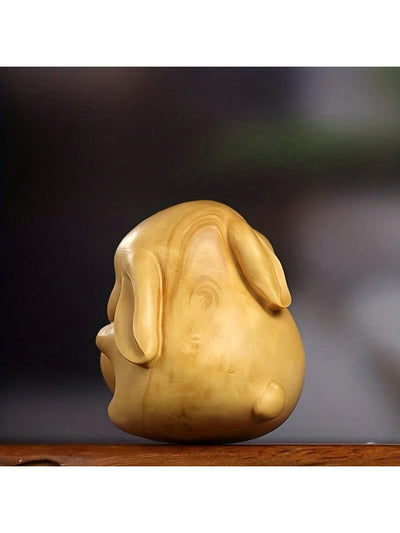 Heartfelt Rabbit Wooden Carving: A Creative Gift for Home Desktop Decor