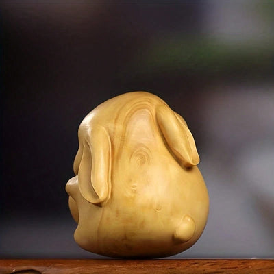 Heartfelt Rabbit Wooden Carving: A Creative Gift for Home Desktop Decor