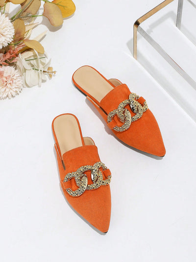 Chic Embroidered Mesh Flat Sandals with Statement Metal Buckle