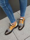 Vintage Vibes: Retro British Oxford Brogue Shoes with Chunky Heel