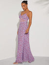 Summer Blooms: Floral Print Lace Panel Maxi Cami Dress