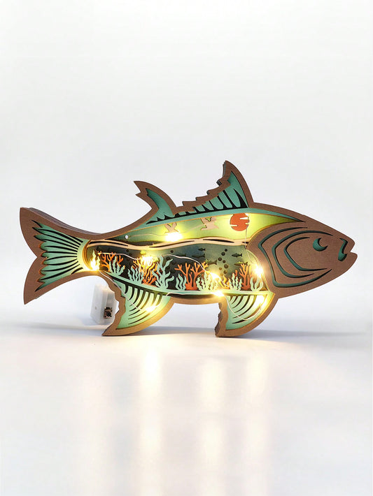 Elevate your <a href="https://canaryhouze.com/collections/wooden-arts" target="_blank" rel="noopener">home and office decor</a> with our Ocean Fish Wooden Animal Crafts Carving with Lamp. Handcrafted with precision, each piece features a unique and intricate design that adds a touch of creativity to any space. The subtle lighting adds an enchanting ambiance, making it perfect for relaxation and inspiration.