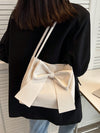 Chic Bow-Decorated PU Leather Shoulder Bag for Women - Stylish, Lightweight, and Spacious