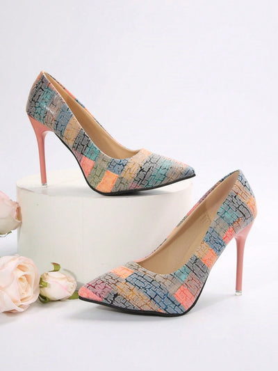 Expertly designed with a pointed toe and high heel, these printed heels add a touch of style to any outfit. Made for women who value versatility and fashion, they enhance confidence and elevate any look. Experience the perfect blend of comfort and chic with these heels.