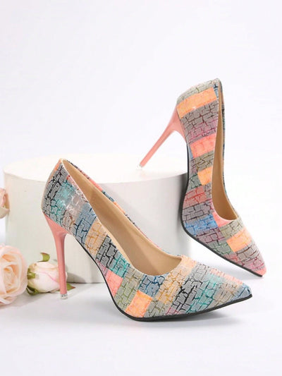 Stylish and Versatile Printed Pointed High Heels for Women