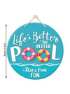 Personalized Pool Rules: Round Wood Sign for Summer Outdoor Decor