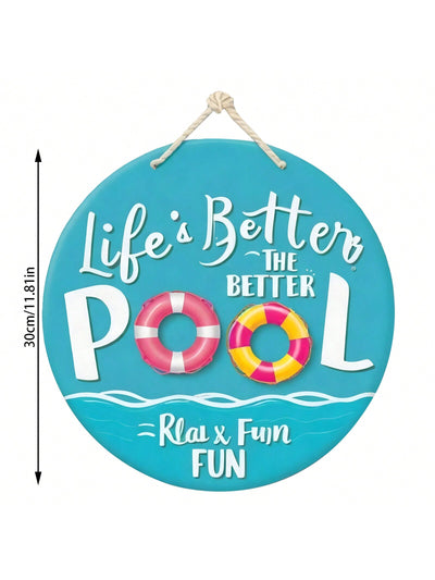 Personalized Pool Rules: Round Wood Sign for Summer Outdoor Decor