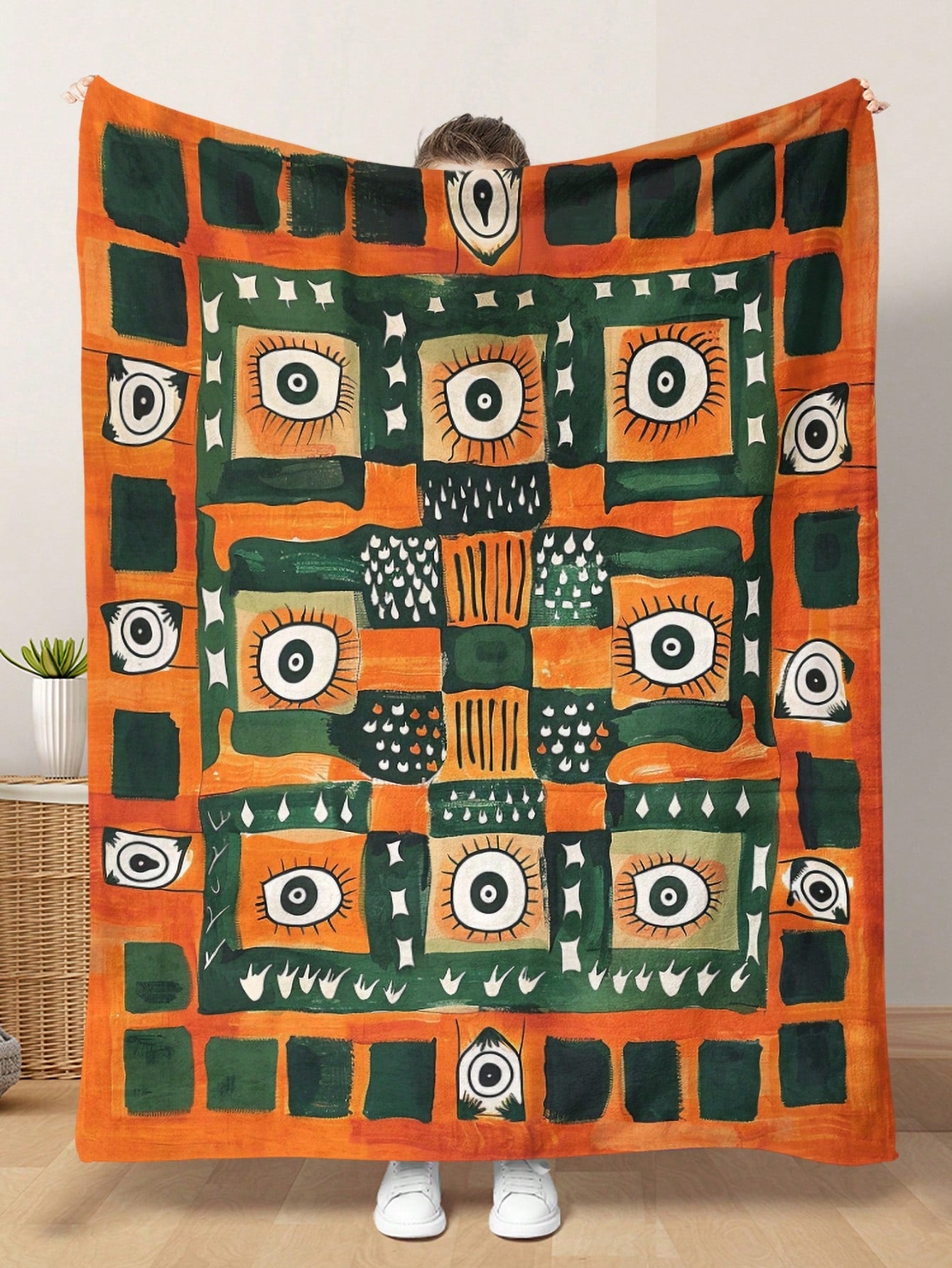 Cozy up in style with our Ethereal Eye-Printed Plush <a href="https://canaryhouze.com/collections/blanket" target="_blank" rel="noopener">Blanket</a>. Perfect for picnics, travel, or just snuggling at home, this soft and comfy blanket is suitable for kids and adults alike. Its whimsical cartoon design makes it a great gift for any occasion, and its unisex style makes it perfect for anyone. Get yours now and add a touch of retro charm to your home!