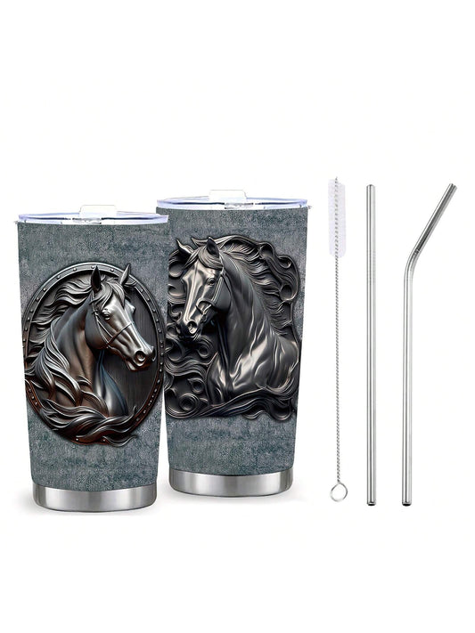 This 20oz tumbler is perfect for equestrian enthusiasts! Made with high-quality stainless steel, it is both stylish and leak-proof. Its horse-themed design adds a touch of personality, while its functionality keeps drinks at the perfect temperature for longer. A must-have for any horse lover.
