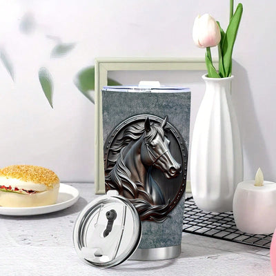 Stylish and Functional Horse-Themed 20oz Leak-Proof Stainless Tumbler - Ideal for Equestrian Enthusiasts!