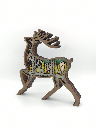 Creative Forest Animal Wooden Ornament: Non-Light-Up Reindeer for Home and Office Decor