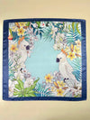 Colorful Macaw Birds and Tropical Florals Print Square Scarf: Stylish Hair Accessory for Women