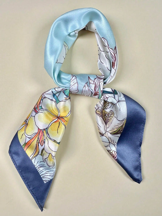 Colorful Macaw Birds and Tropical Florals Print Square Scarf: Stylish Hair Accessory for Women