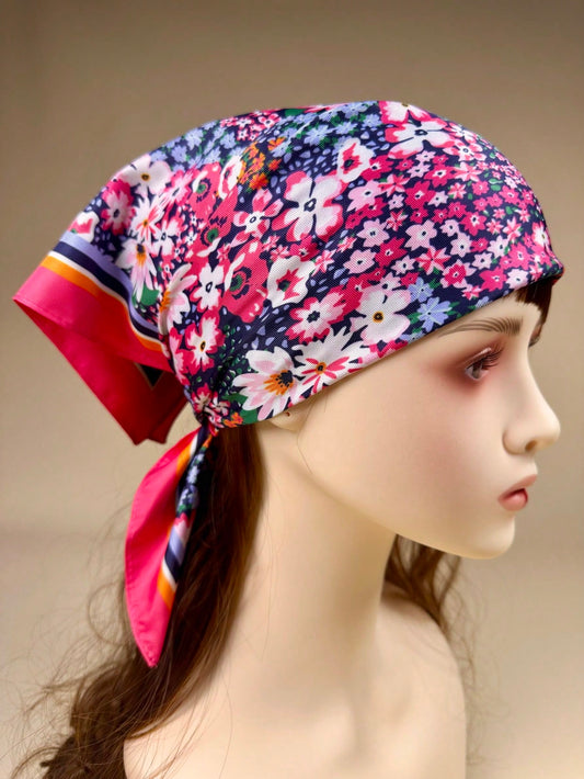 Elegant Ditsy Florals Satin Scarf: Women's Boho Hair Accessories