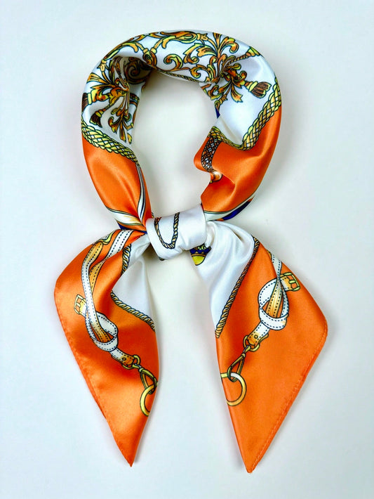 Chic Baroque Belts and Chains Print Scarf: Elegant Neckerchief Bandana for Women