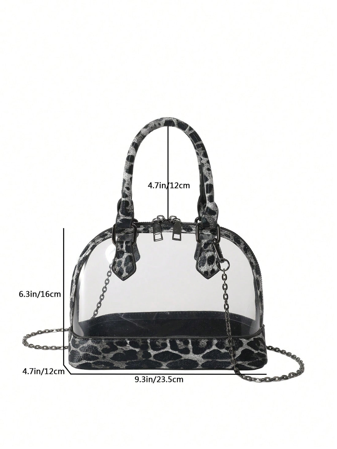 Introducing Leopard Chic, the perfect handbag for the modern woman. Made with transparent PU material, this stylish purse is ideal for all your shopping, dating, and commuting needs. Stay on trend while showcasing your fashion-forward style. Practical and chic, it's a must-have accessory for any fashionista.