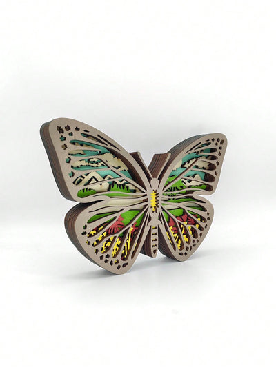 Creative Wooden Carved Butterfly Ornament for Home and Office Decor