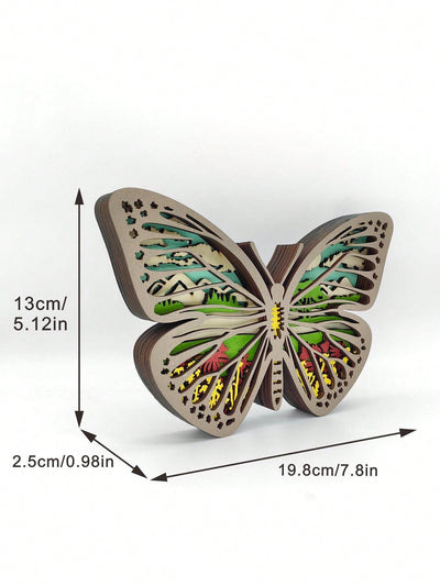 Creative Wooden Carved Butterfly Ornament for Home and Office Decor