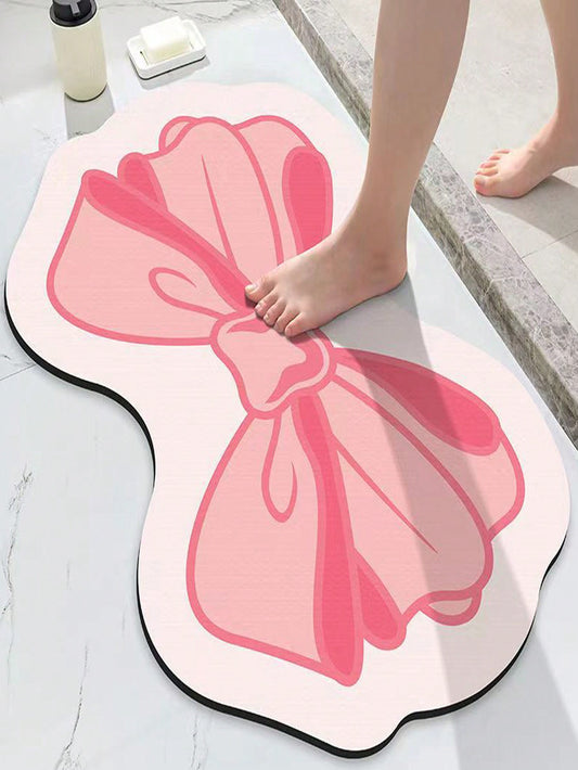 Cozy Bow Bathroom Rug: Non-Slip and Absorbent Bath Mat for Tub and Shower