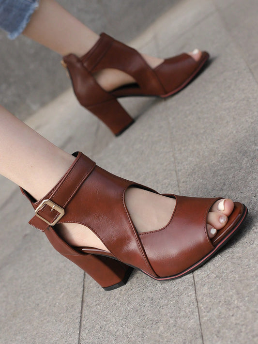 Elevate your style with our Chic and Stylish Brown Sandals. Featuring a unique Hollow Out Design and High Heel, these sandals are perfect for any occasion. Exude confidence with every step in these chic and trendy sandals.