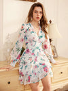 Blooming Beauty: Ladies Long Sleeve Floral Print Dress