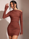 Chic Asymmetrical Collar Bodycon Mini Dress - Perfect for Spring & Summer