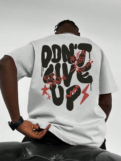 Bold and Stylish: Men's Slogan Printed Short Sleeve T-Shirt