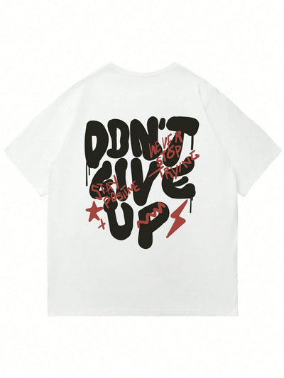 Bold and Stylish: Men's Slogan Printed Short Sleeve T-Shirt