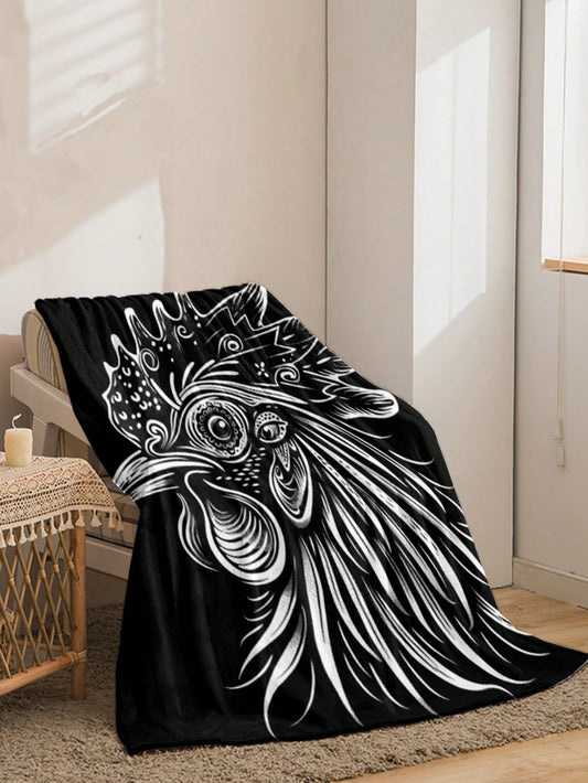 Solic Color Cartoon Rooster Blanket - The Ultimate Gift for Rooster Lovers!