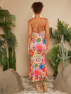 Floral Elegance: Neckline Backless Mermaid Hem Bodycon Dress