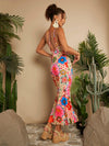 Blooming Beauty: Floral Printed Coquette Mermaid Hem Dress