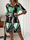 Chic and Stylish: Women's Full Patterned Belted Shirt Dress