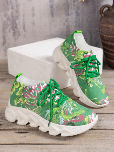 Spring/Summer Printed Cloth Wedge Heel Shoes: Stylish & Comfy for Outdoor Activities