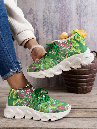 Spring/Summer Printed Cloth Wedge Heel Shoes: Stylish & Comfy for Outdoor Activities