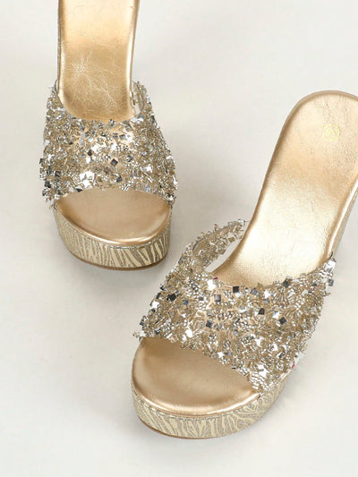 Sparkle in Style: Women's Platform Wedge Sandals with Rhinestones