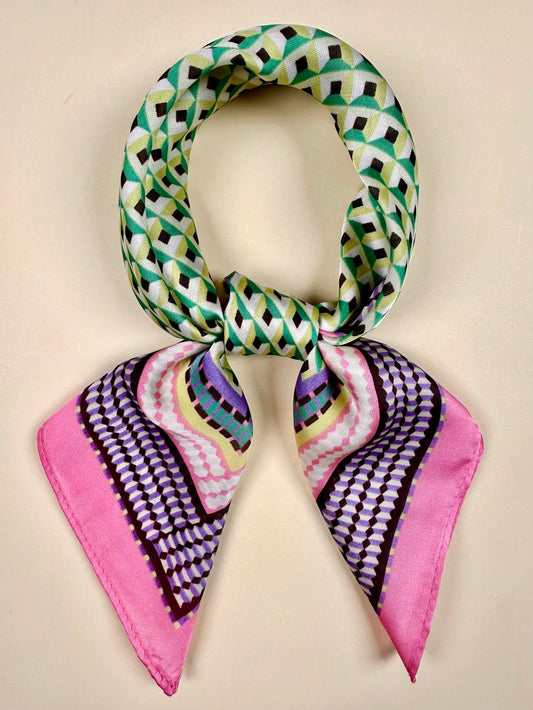 Chic Plaid & Geo Print Square Scarf - The Ultimate Boho Hair Accessory