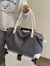 Creamy Corduroy Chic: Large Capacity Tote Bag for Women