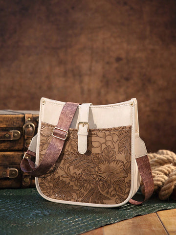 Introducing our Vintage Embossed Print Large Capacity Crossbody Bag for Women! With stylish embossed print and large capacity, it's perfect for the outdoor commuter. Keep your essentials organized and easily accessible while staying fashionable. Ideal for everyday use, travel, or any adventure.