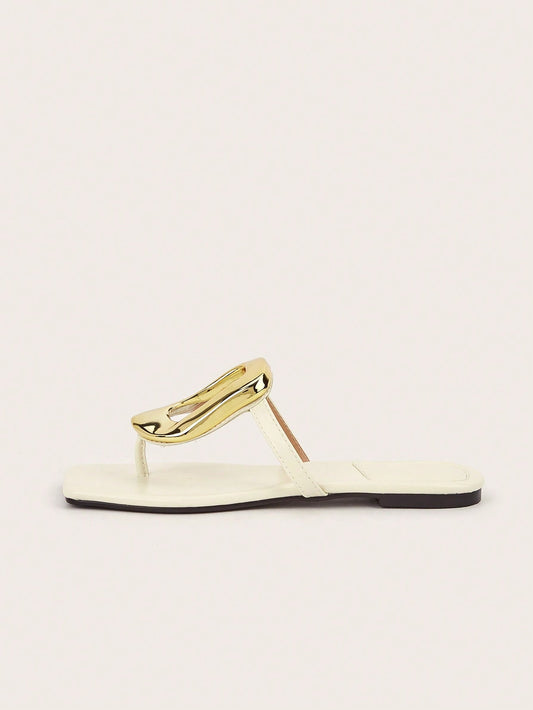 Chic White Square Toe Slip-On Sandals: Perfect for Parties, Holidays, and Casual Wear