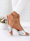 Women's Fashion French High Heels Slides: Fish Mouth Gold/Silver Leather Shoes