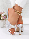 Women's Fashion French High Heels Slides: Fish Mouth Gold/Silver Leather Shoes