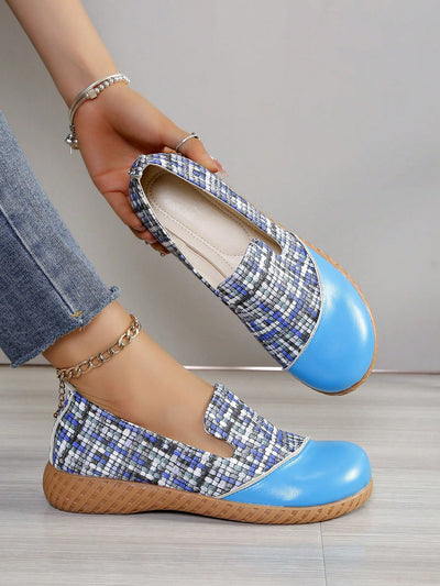 Plaid Perfection: Women's Round Toe Casual Loafers