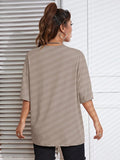 Image 9 - strap detail of Summer Floral Print Drop Shoulder T-Shirt for Women - Casual Round Neck Style