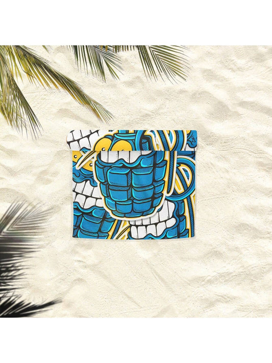 Sun-Protection Smiley Grenade Beach Towel: Soft and Absorbent, Perfect for Outdoor Fun