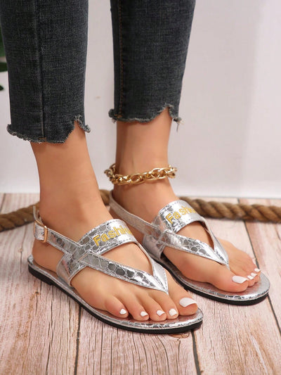 2024 Summer Silver Beach Flip-Flops: Stylish and Anti-Slip for Women