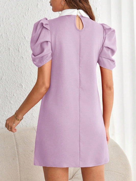 Effortless Elegance: Minimalist Solid Color Pleated Daily Dress