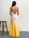 Sunset Serenade: Gradient Backless Single Shoulder Knot Long Dress