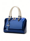 Chic and Versatile Patent Leather Boston Bag: Perfect for Work or Play!