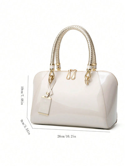 Chic and Versatile Patent Leather Boston Bag: Perfect for Work or Play!