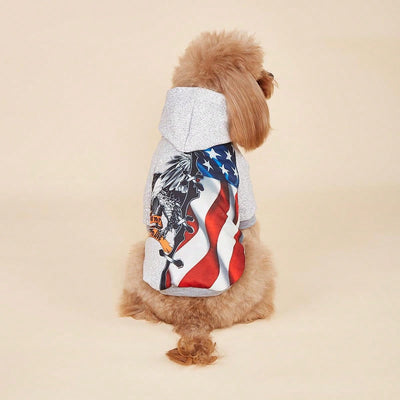 Patriotic Paws: Independence Day 3D Eagle American Flag Print Hoodie for Pets